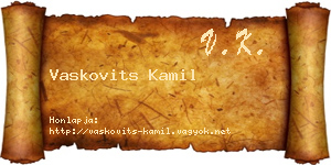 Vaskovits Kamil névjegykártya